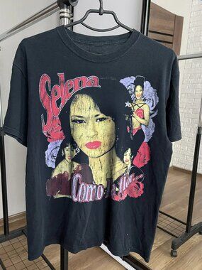 90s Selena Quintanilla Como La Flor Rare  Black T-Shirt